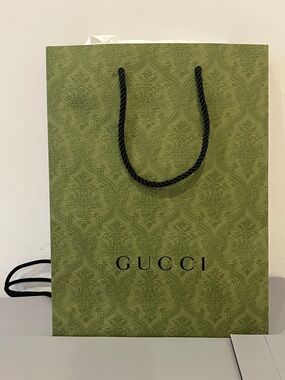 Gucci Olive Green Embossed Logo Tote Bag with Black Rope Handles New GWP